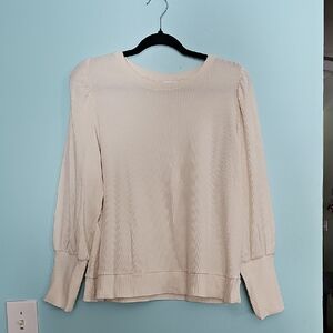 Cream Long Sleeve Sweater Blouse